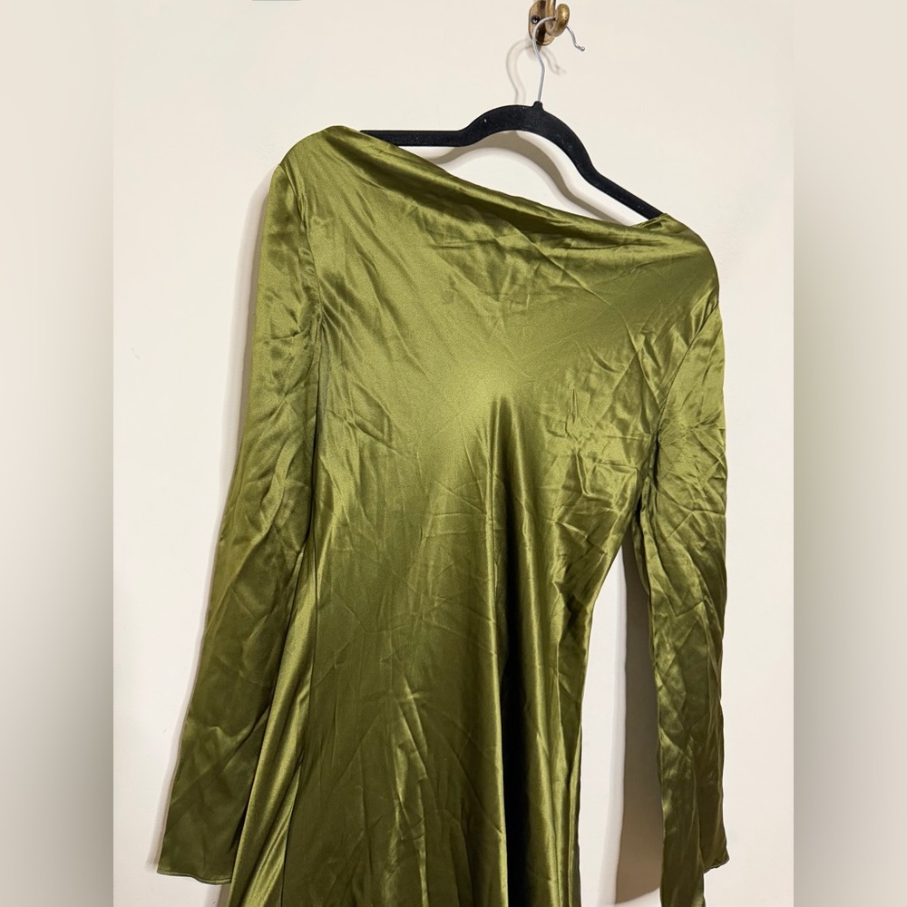 Reformation Pike Silk Maxi Dress Moss Garden Green - Picture 4 of 9
